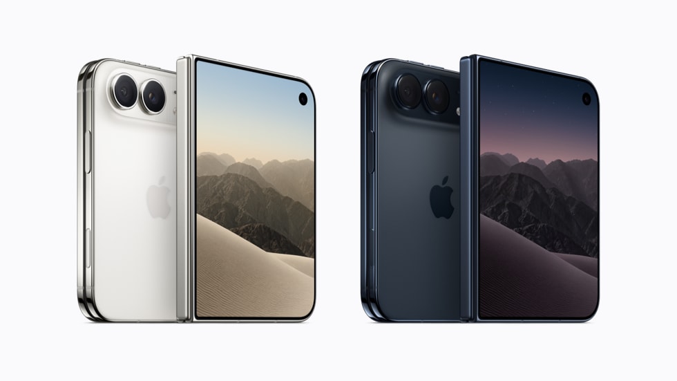 스타 화이트와 나이트 스카이 색상의 iPhone Duo 공식 제품 이미지