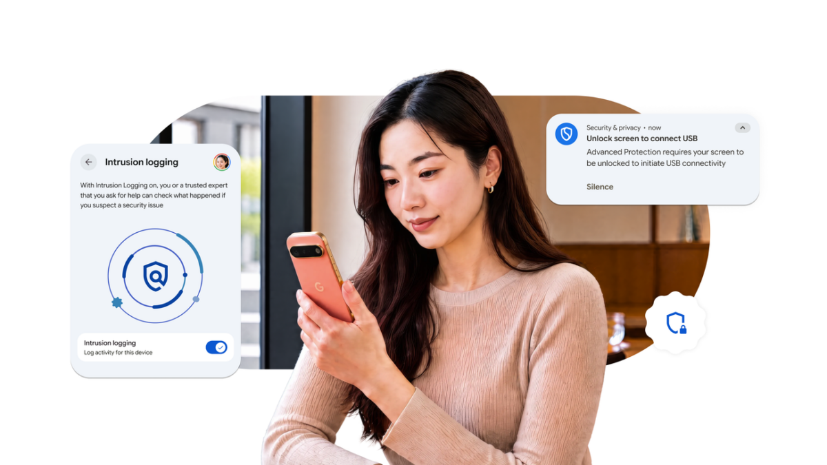 스마트폰에서 Android 고급 보호를 켠 모습을 보여주는 Google 대표 이미지