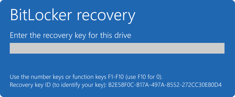 부팅 중 나타나는 BitLocker 복구 화면