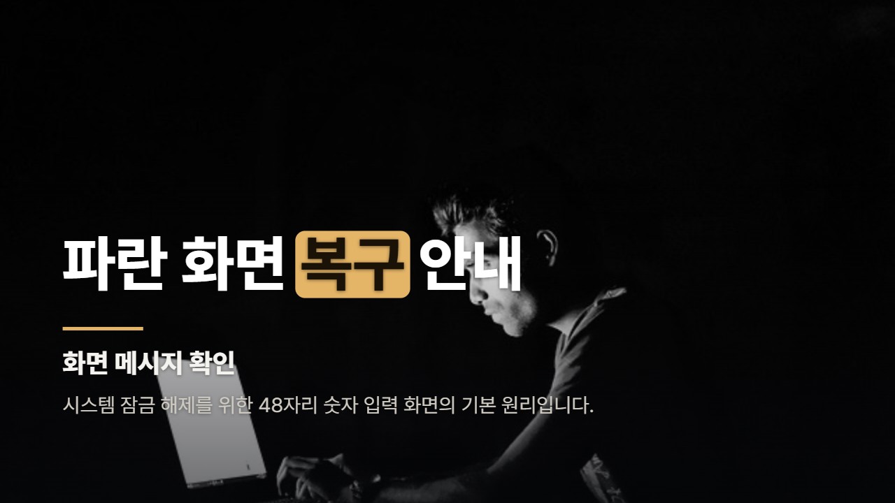 파란 화면 복구 안내