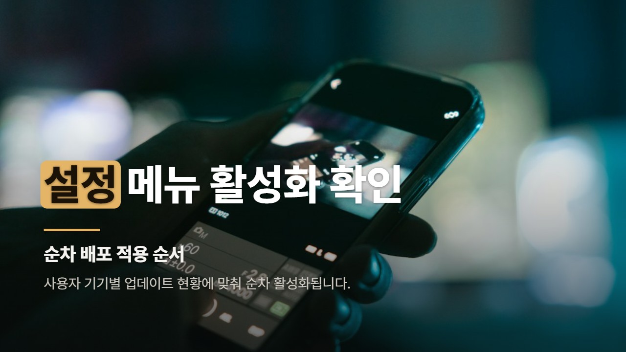 설정 메뉴 활성화 확인
